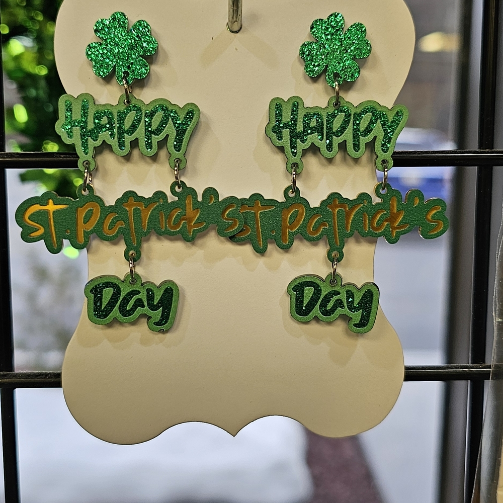 Source Unknown Green St. Patrick's Day Earrings